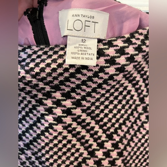 Ann Taylor Loft Pink, Purple, Black and White Plaid Skirt Size 12 - Picture 3 of 4